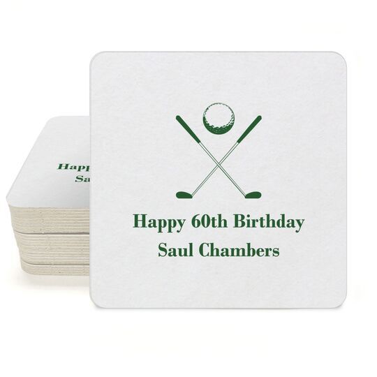 Golf Clubs Square Coasters